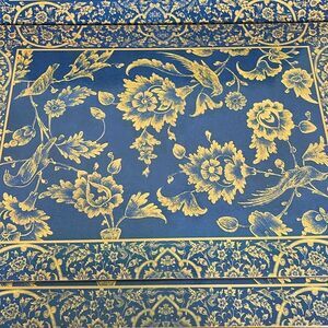 Metropolitan Museum of Art Placemats Royal Indian Floral Lapis Blue Set of 4 EUC
